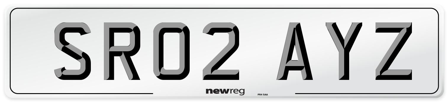 SR02 AYZ Number Plate from New Reg